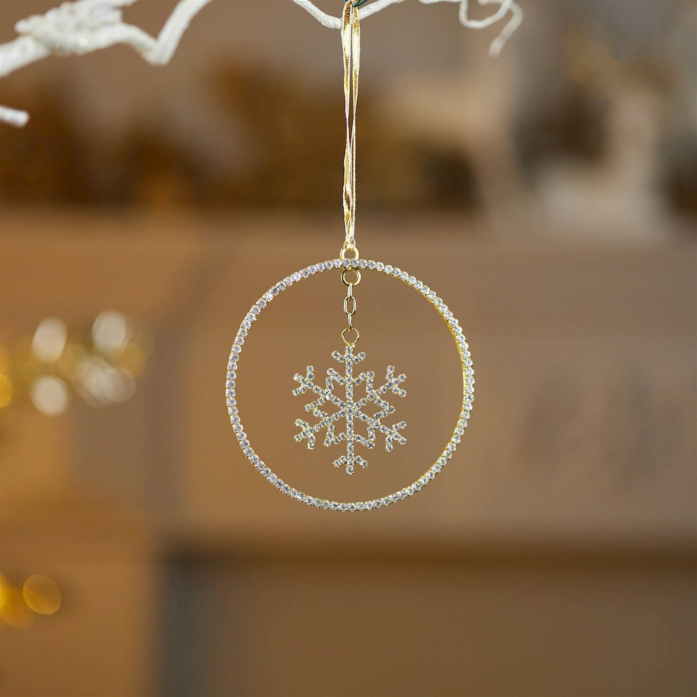 Jeweled Metal Hanging Snowflake Ornament (Set of 12). Picture 4