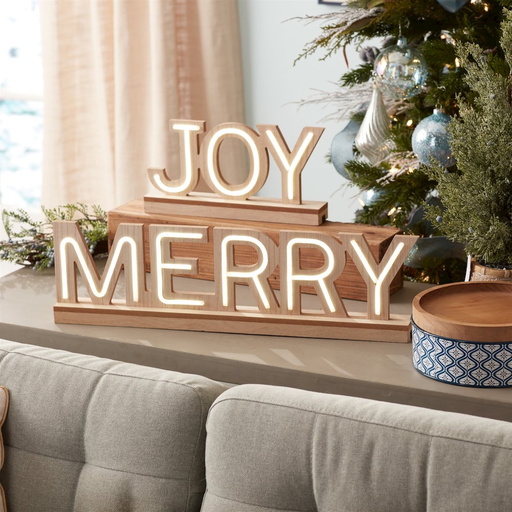 LED Joy and Merry Tabletop Sign (Set of 2). Picture 5