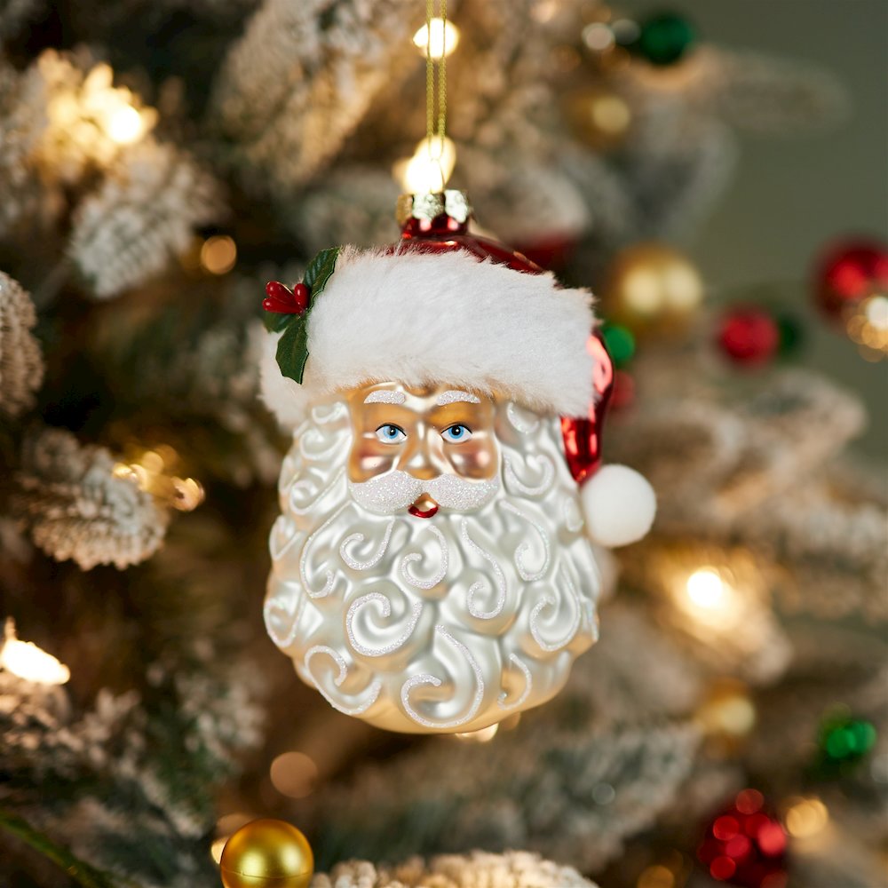 Glass Santa Head Ornament (Set of 12). Picture 4
