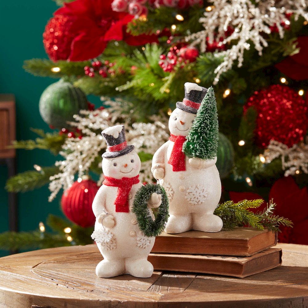 Glittered Snowman Figurine (Set of 2). Picture 4