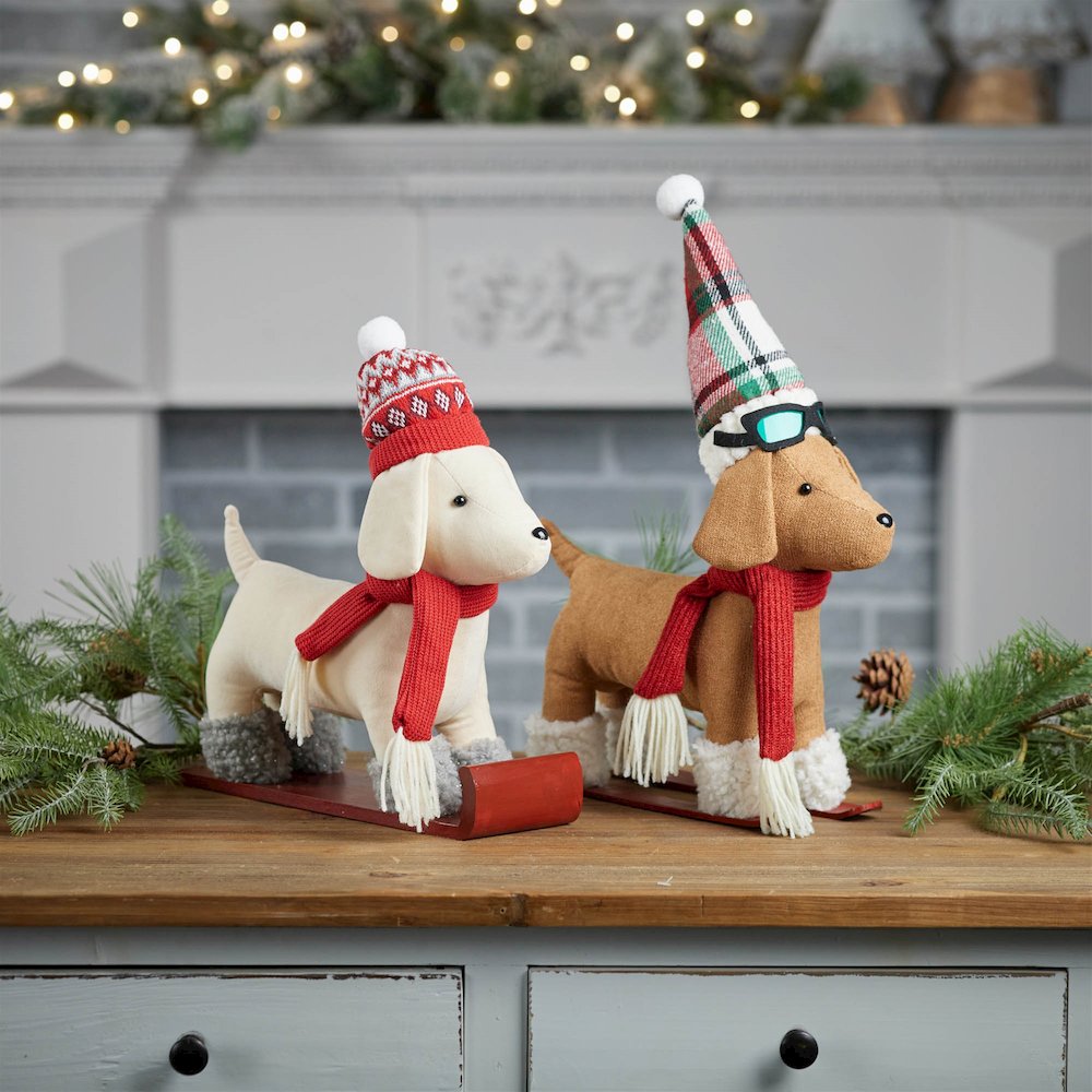 Plush Dog Character on Sled and Skis (Set of 2). Picture 5