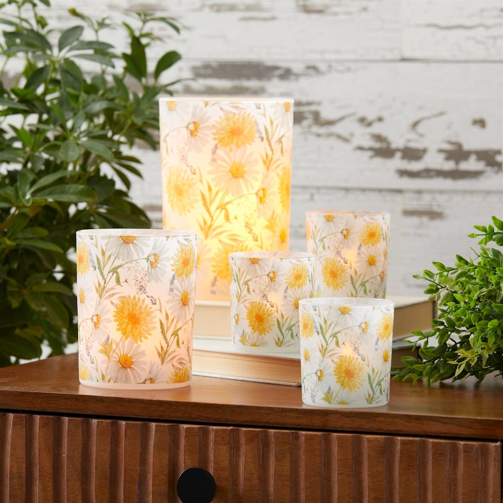 Floral Print Votive Candle Holder (Set of 2). Picture 5