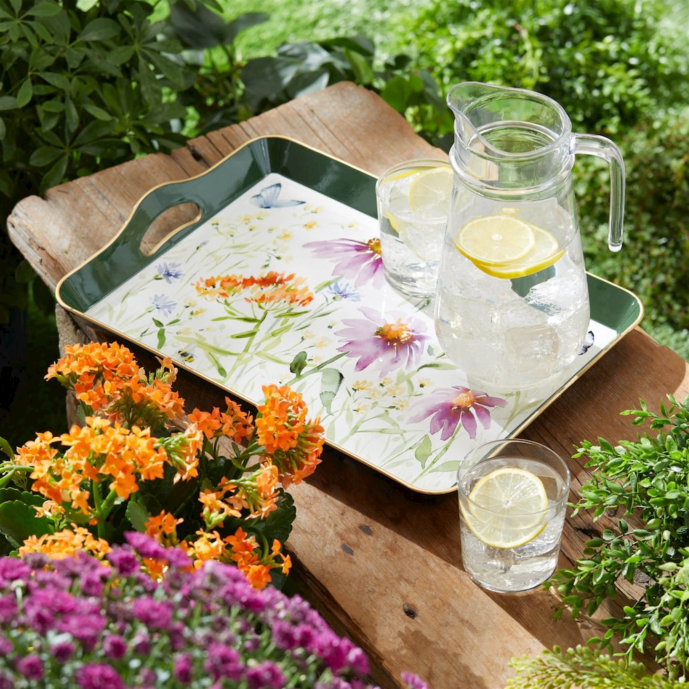 Wildflower Insect Print Tray with Handles 17"L. Picture 3