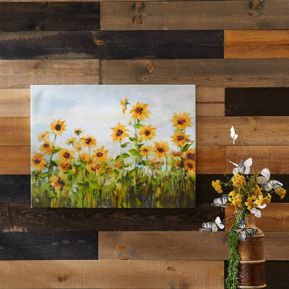 Sunflower Field Canvas Wall Art 32"L. Picture 3
