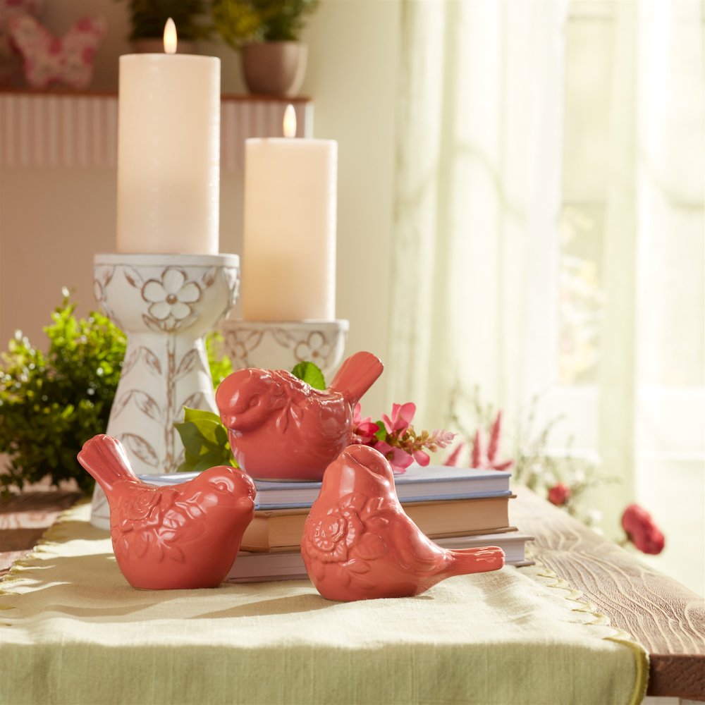 Ceramic Floral Bird Figurine (Set of 6). Picture 6