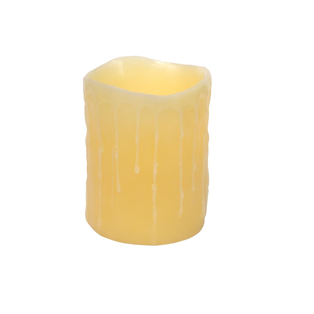 LED Wax Dripping Pillar Candle (Set of 3) 4"Dx5"H Wax/Plastic. Picture 1