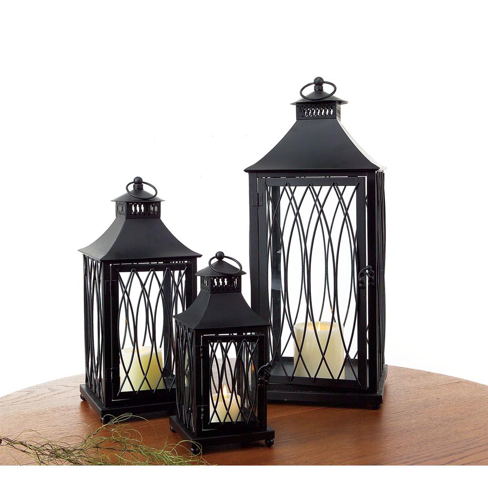 Lantern (Set of 3) 11.5"H,16"H,24"H Metal/Glass. Picture 1