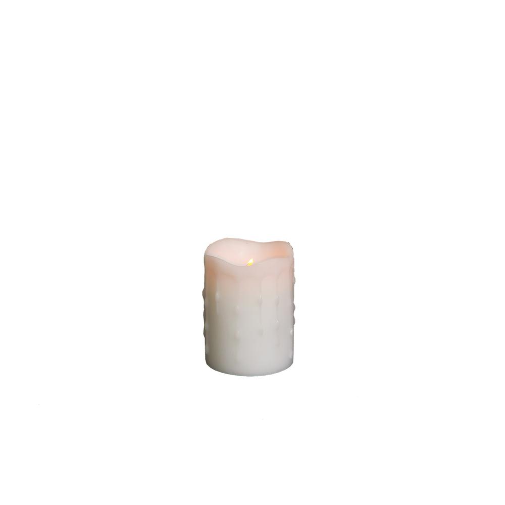 LED Wax Dripping Pillar Candle (Set of 4) 3"Dx4"H Wax/Plastic. Picture 1