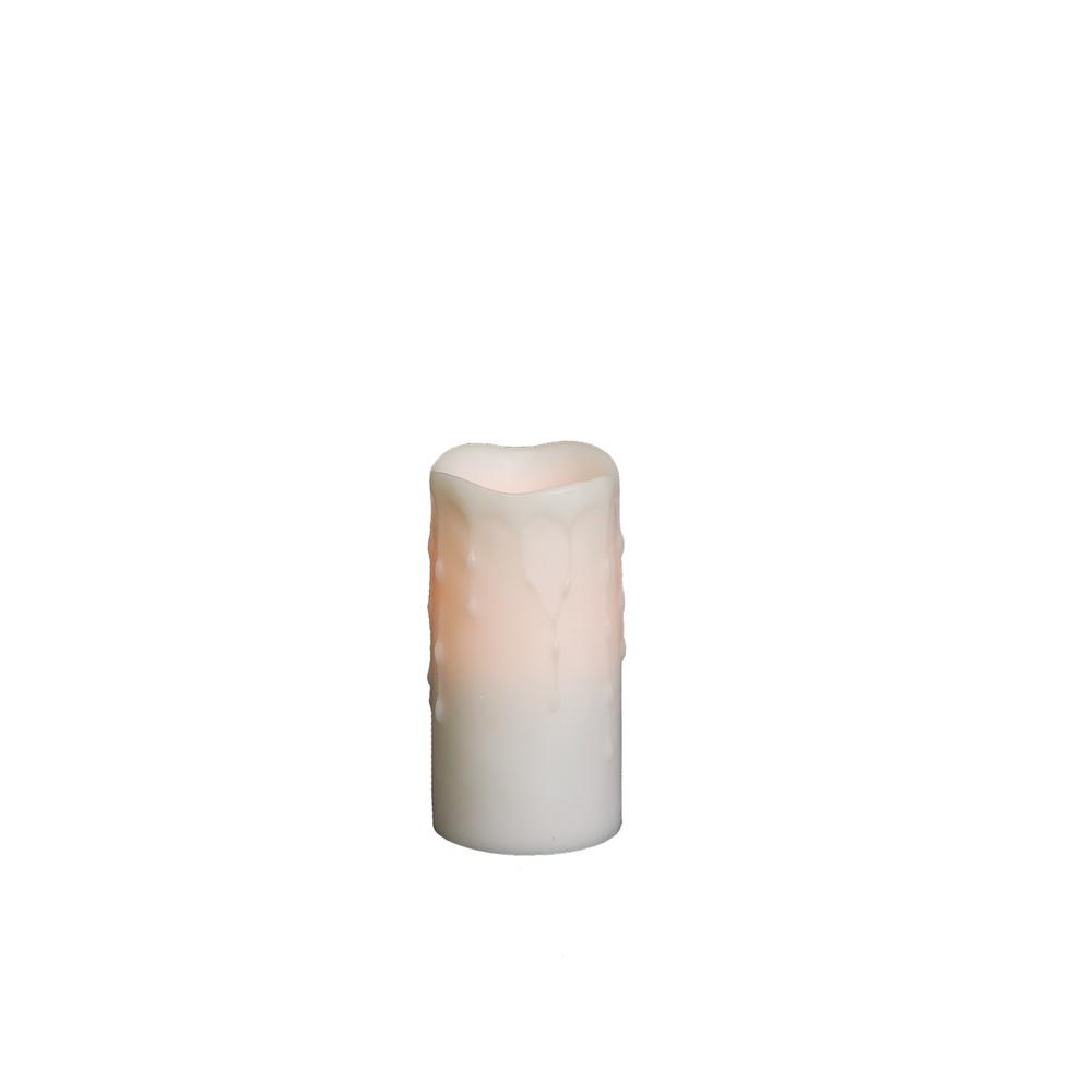 LED Wax Dripping Pillar Candle (Set of 4) 3"Dx6"H Wax/Plastic. Picture 1