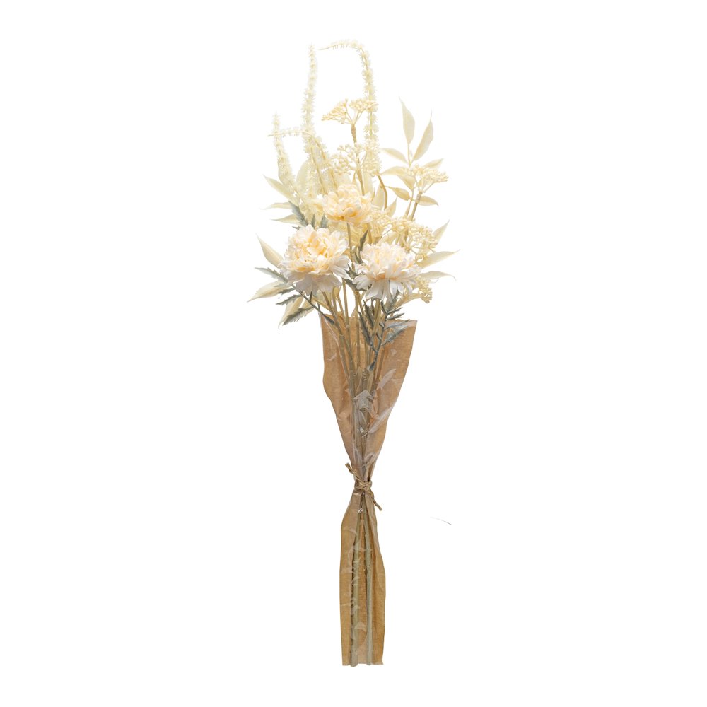 Bleached Zinnia Bouquet (Set of 2) 29.5"H Plastic. Picture 1