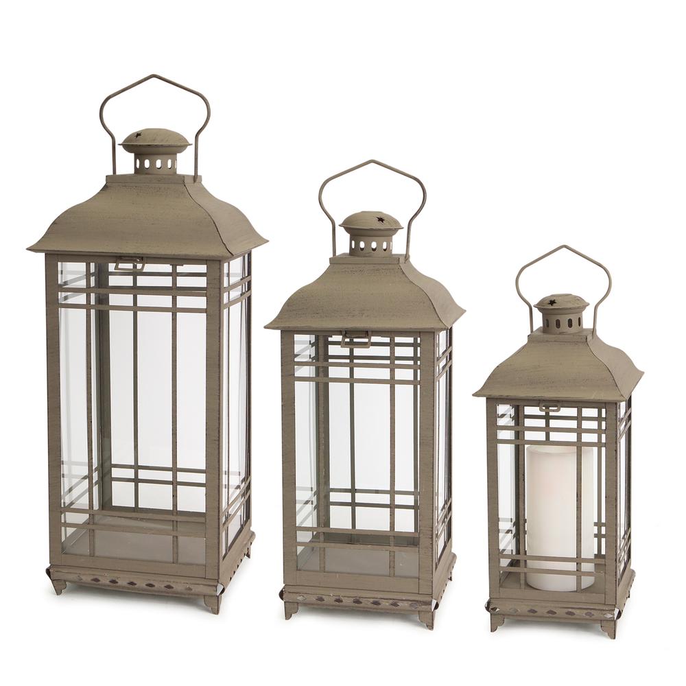 Lantern (Set of 3) 14"H, 17"H, 20"H Metal/Glass. Picture 1