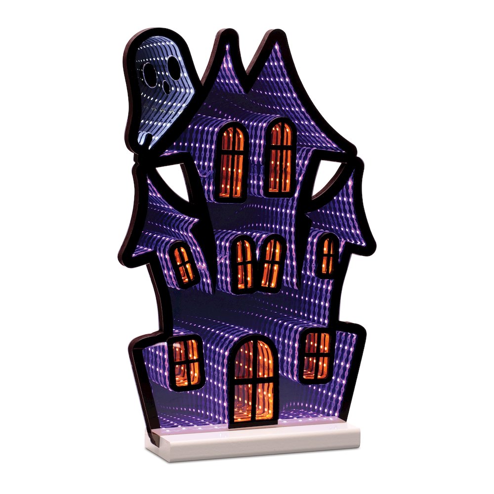 Haunted House w/Ghost Ekkolight 16"H. Picture 1