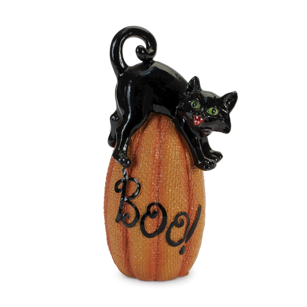 Black Cat on Pumpkin Figurine (Set of 3). Picture 3