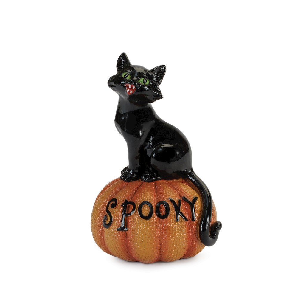 Black Cat on Pumpkin Figurine (Set of 3). Picture 5