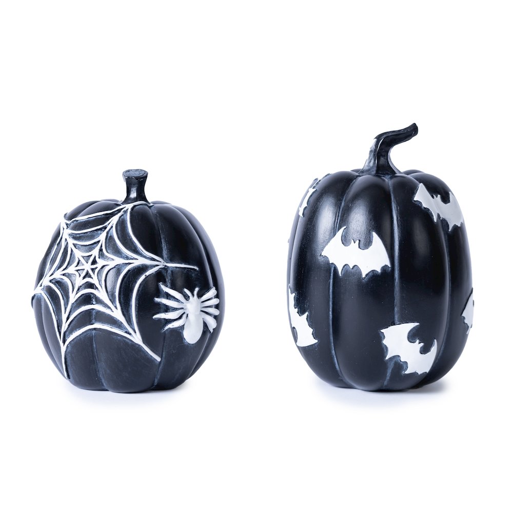 Halloween Spider and Bat Pumpkin (Set of 2). Picture 1
