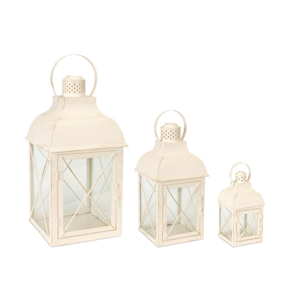 Lantern (Set of 3) 8.5"H, 13.75"H, 18.5"H Metal/Glass. Picture 1