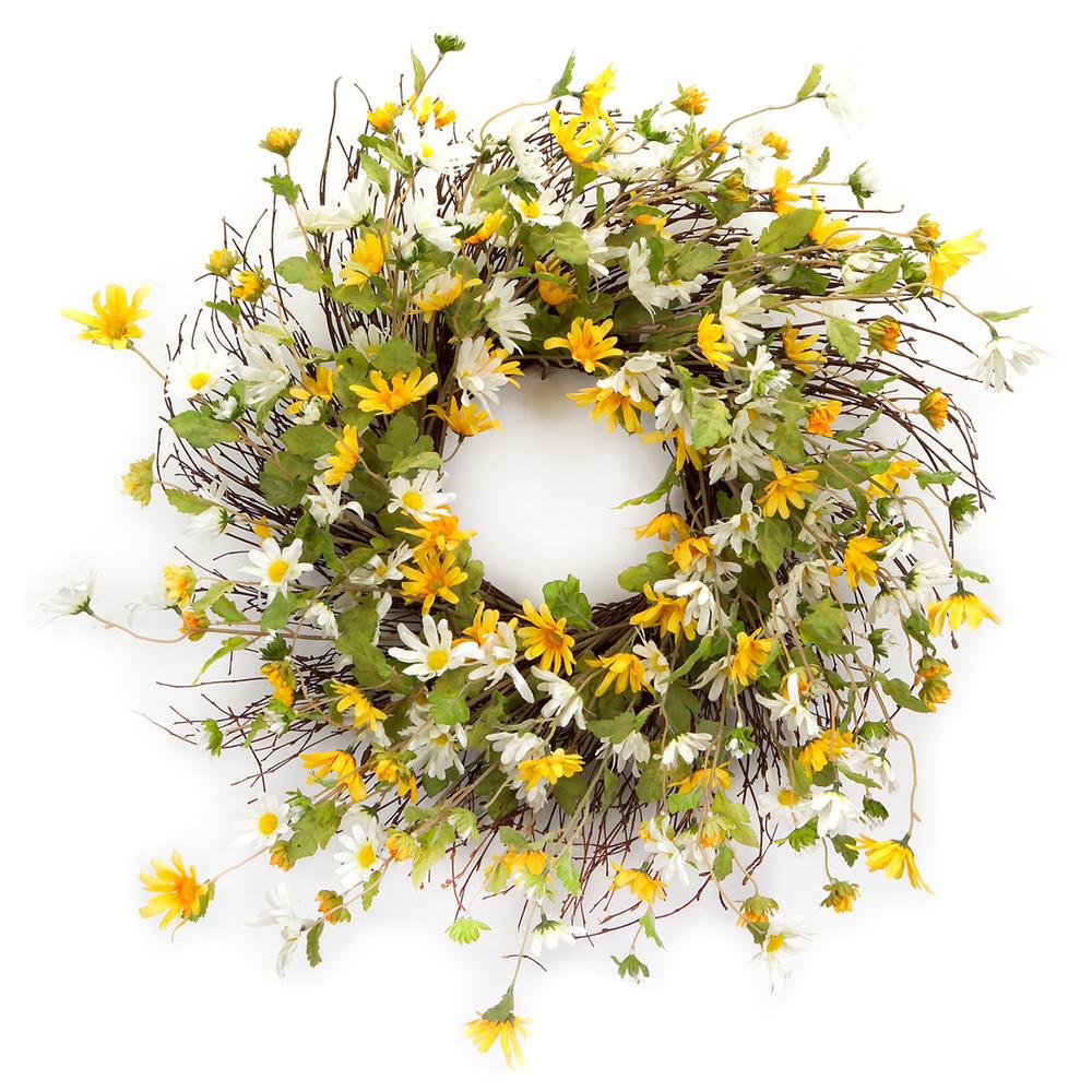 Daisy Wreath 24"D Polyester. Picture 1