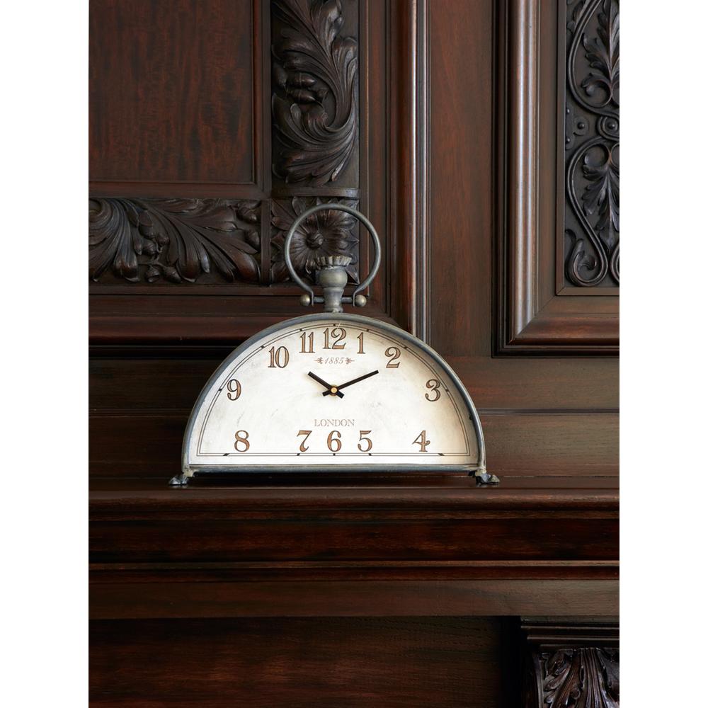 Mantle Clock 15"Lx13"H Metal/Glass (1 AA Battery, Not Included). Picture 1