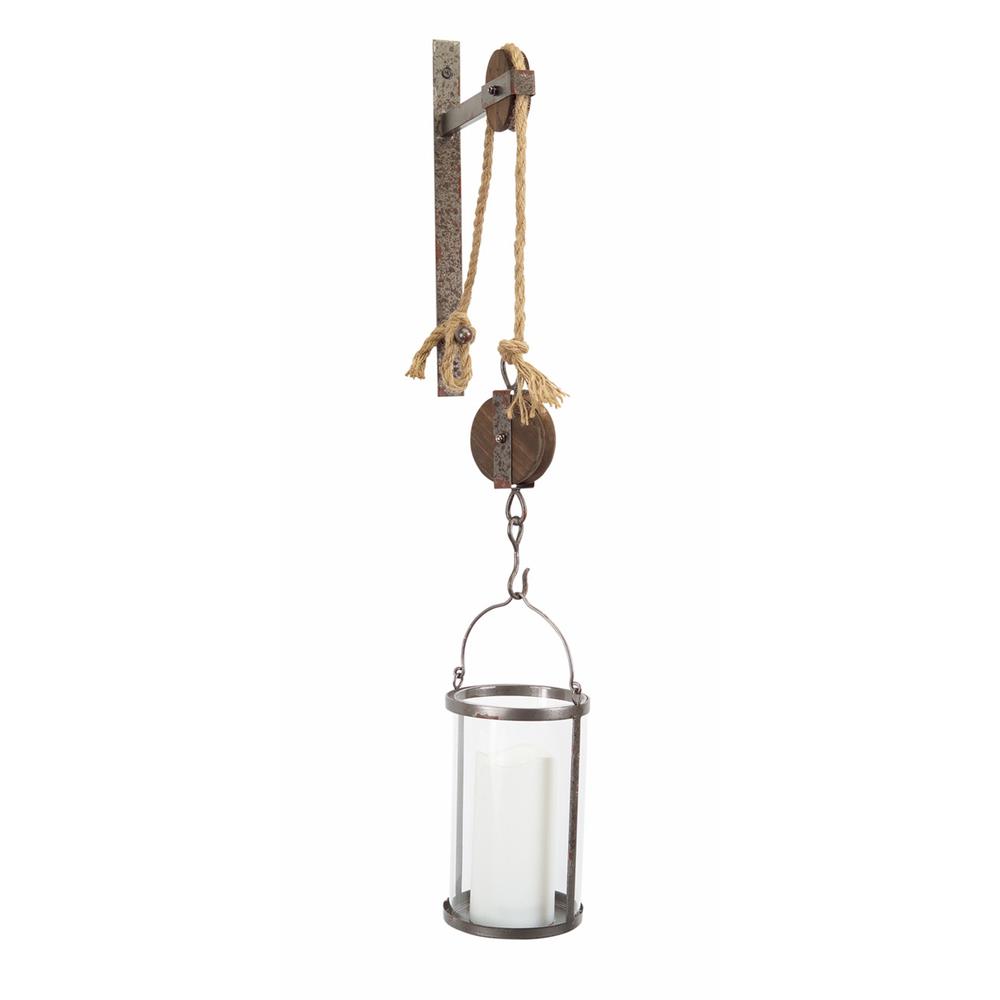 Pulley Mounted Canister 31"H Metal/Glass. Picture 1