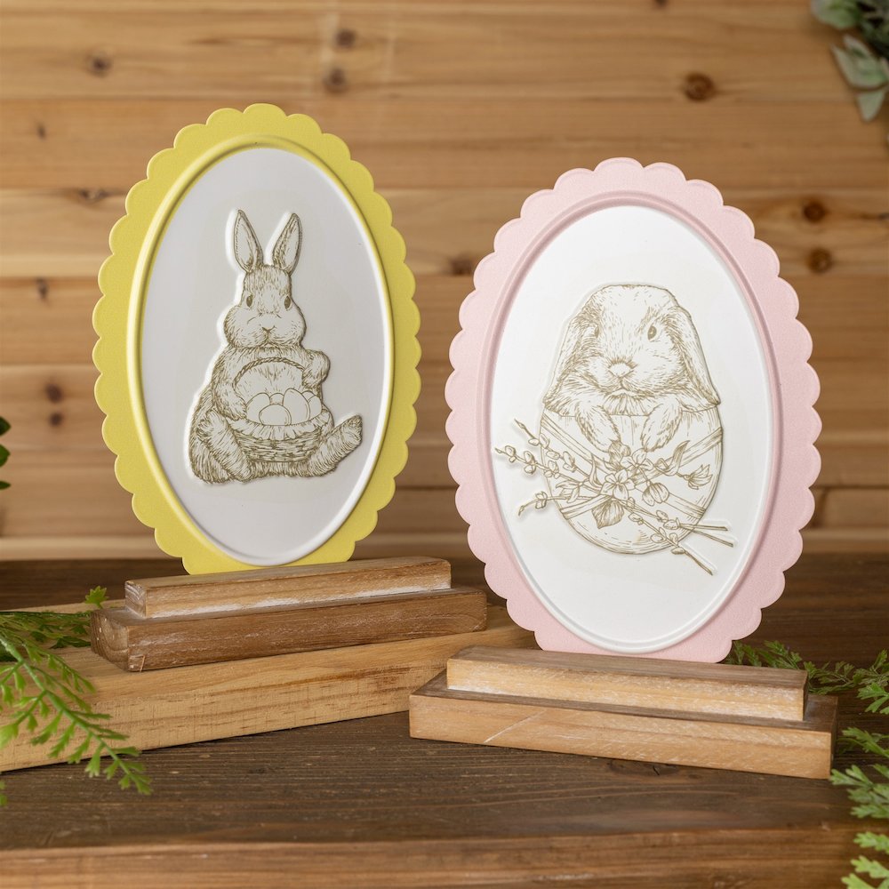 Bunny Embossed Tabletop Décor – Set of 2. Picture 3