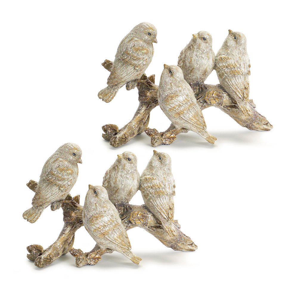 Birds on Branch (Set of 2) 11"Lx6.5"H Polyresin. Picture 1