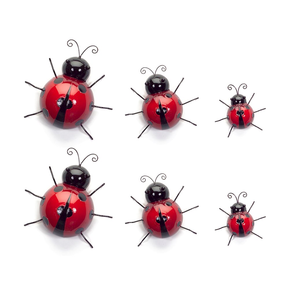 Wall Mountable Ladybugs (Set of 6) 3.75"H, 3"H, 2.25"H. Picture 1