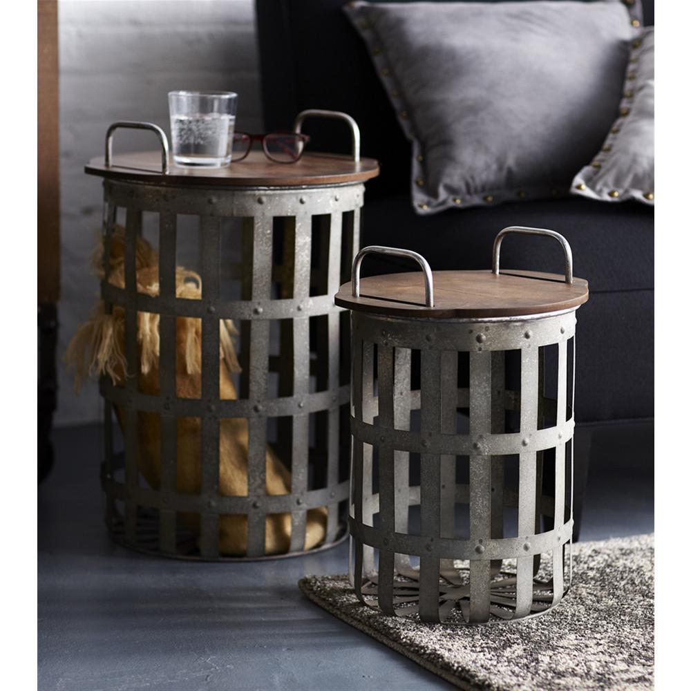 Side Tables (Set of 2) 15.5"H, 20.25"H Metal/Wood. Picture 1