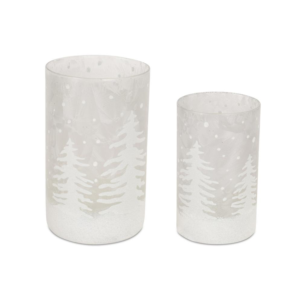 Candle Holder (Set of 4) 3.75"Dx6"H, 4.75"Dx7.75"H Glass. Picture 1