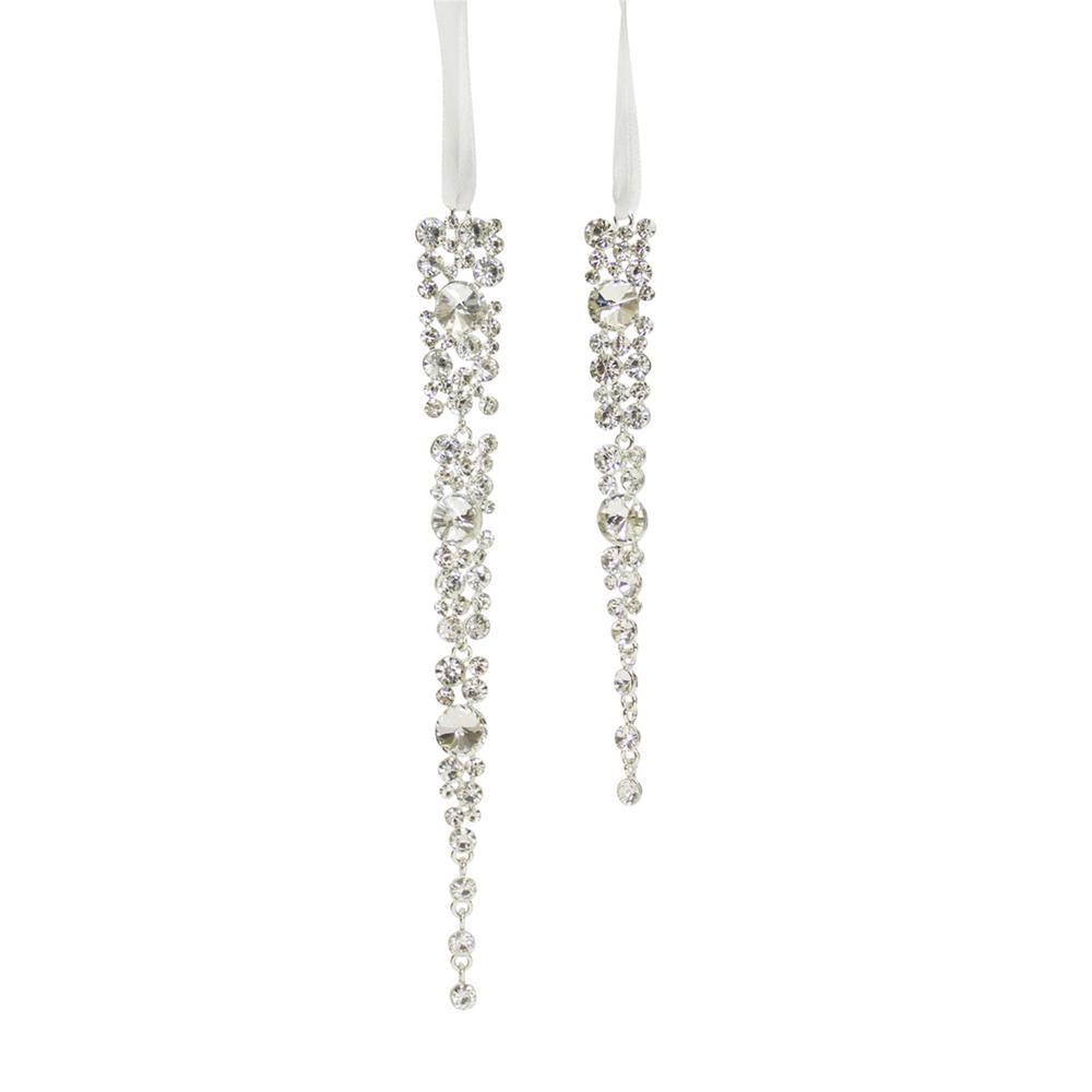 Jewel Icicle Ornaments (Set of 12) 8", 9.75"H Metal. Picture 1
