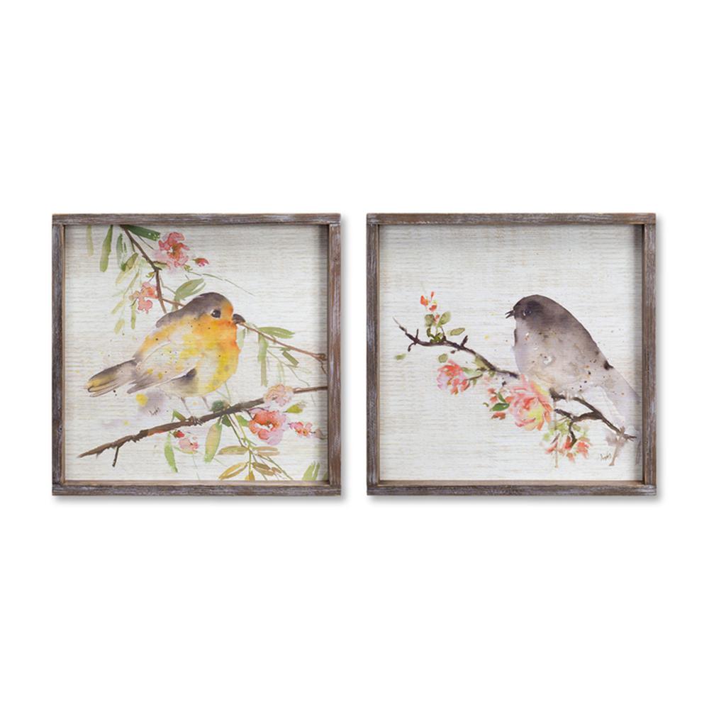 Bird/Framed Plaque (Set of 2) 16.5" Wood. Picture 1