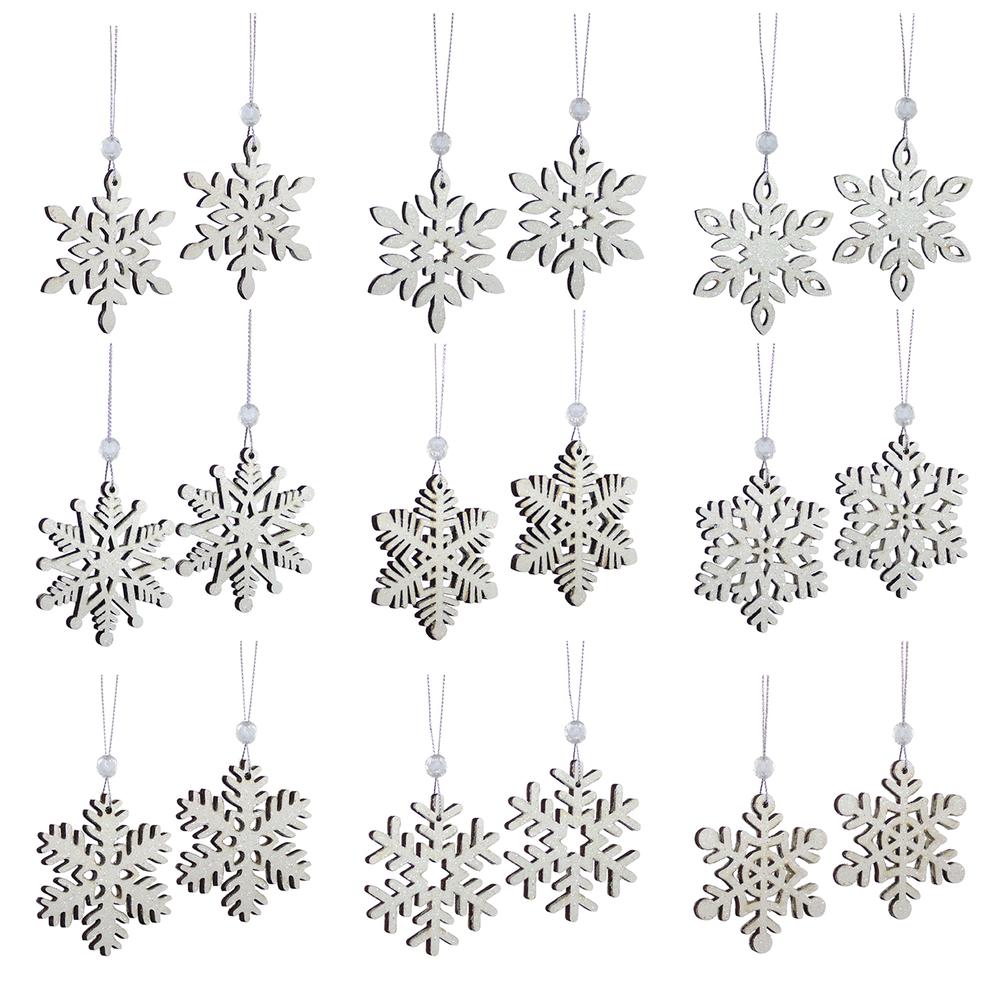 Snowflake Ornament (2 Boxes of 18) 2.5"D Wood. Picture 1
