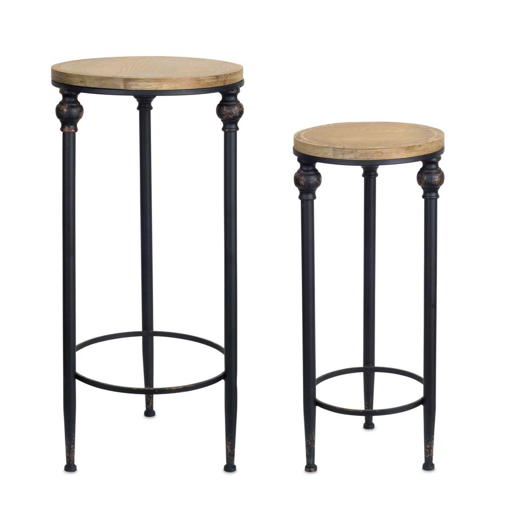 Table (Set of 2) 10.25" x 22.5"H, 12" x 26.75"H Metal/Wood. Picture 1