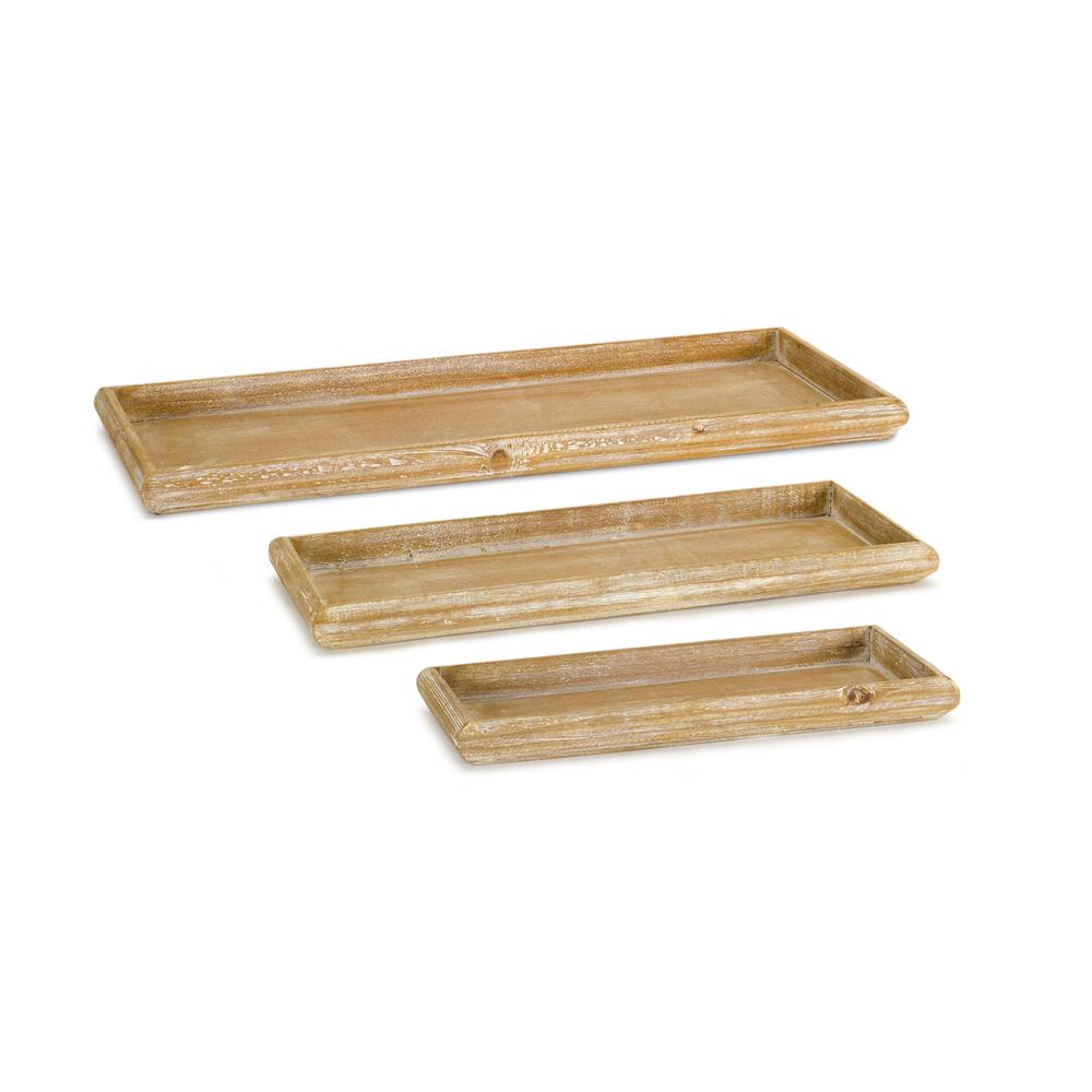 Tray (Set of 6) 12.5"L, 15.75"L, 19.25"L Wood. Picture 1