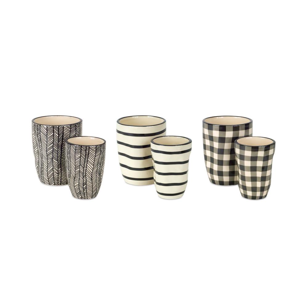 Pot (Set of 6) 2.75"D x 4.25"H, 3.75"D x 5"H Dolomite. Picture 1