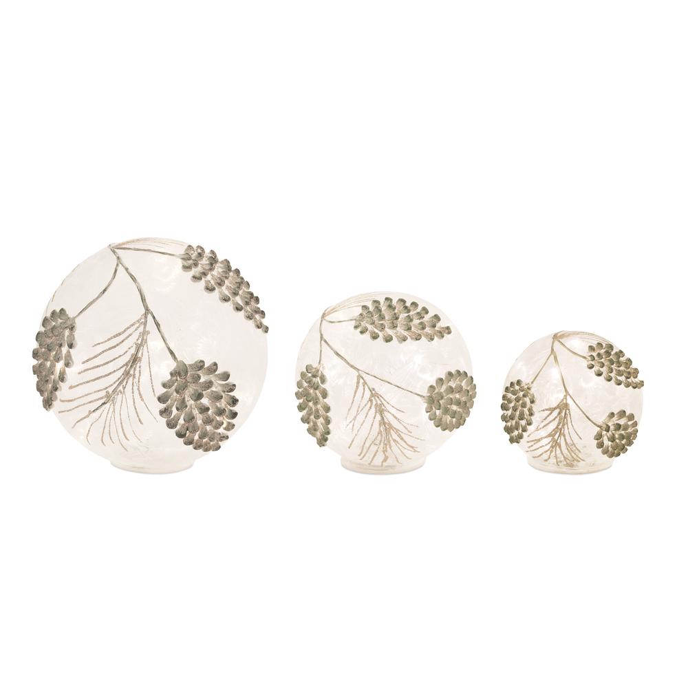Pine Cone Globes/Timer (Set of 3) 4.25"H, 6"H, 8"H Glass. Picture 1