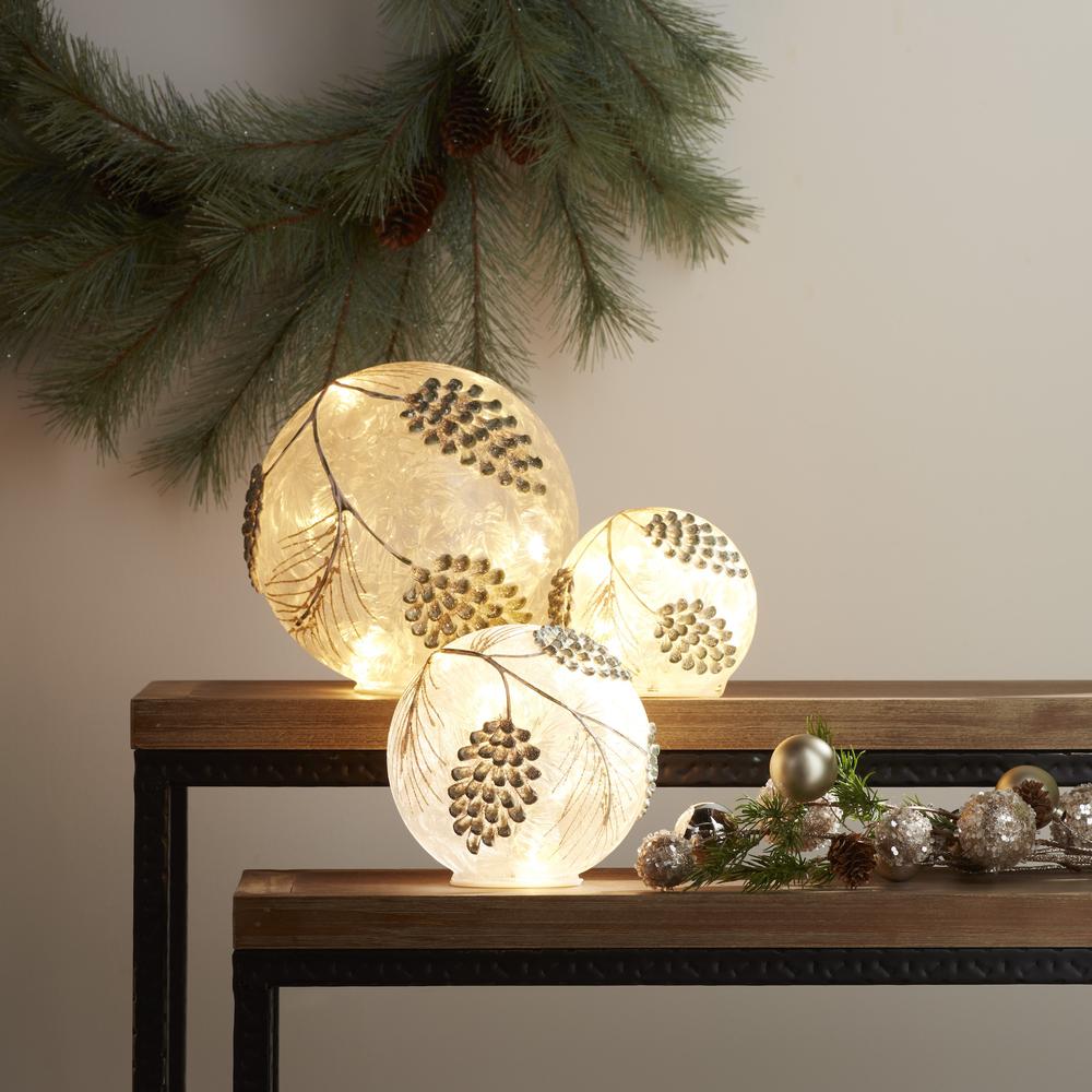 Pine Cone Globes/Timer (Set of 3) 4.25"H, 6"H, 8"H Glass. Picture 2
