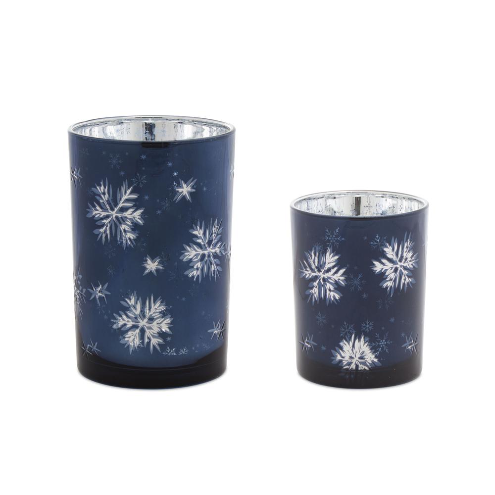 Candle Holder (Set of 2) 5"H,7"H Glass. Picture 1