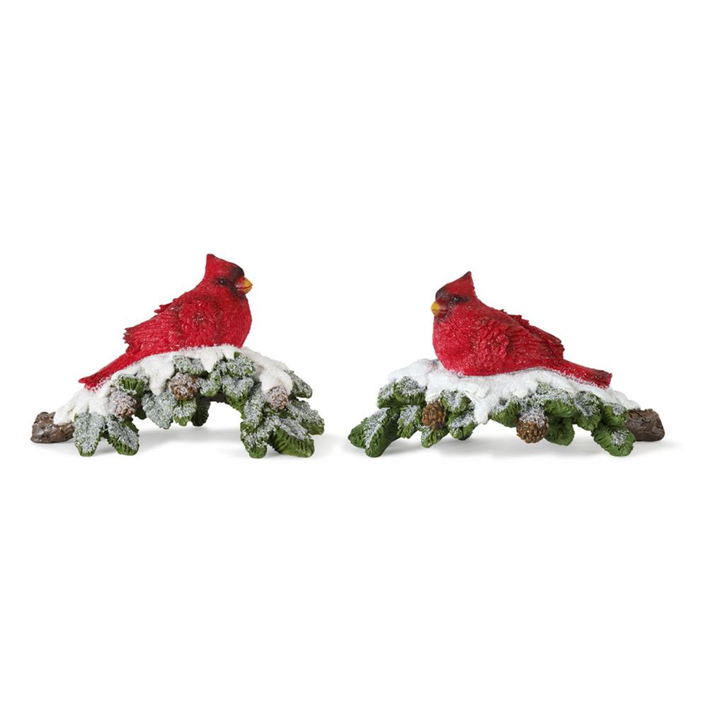 Cardinal on Branch (Set of 4) 6"L x 3.75"H Resin. Picture 1