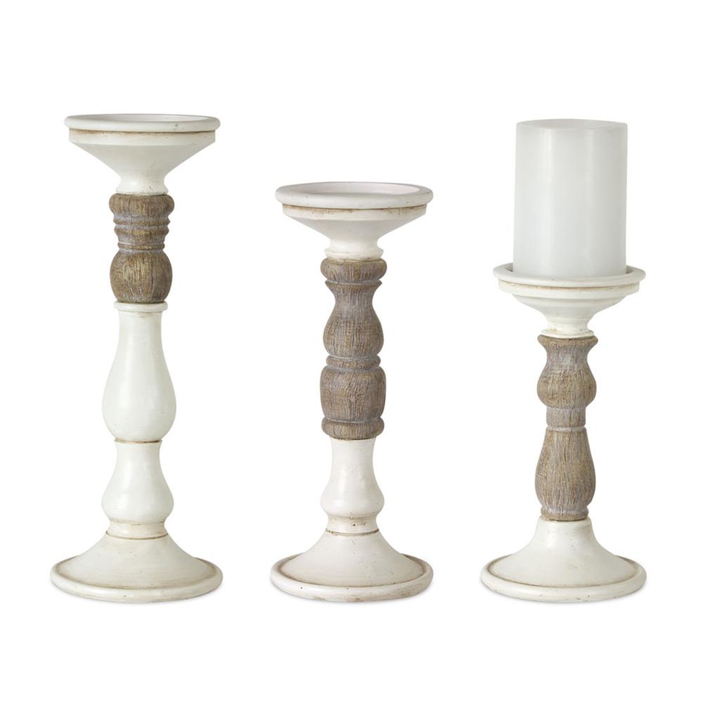 Candle Holder (Set of 3) 8.5"H, 10.5"H, 12.5"H Resin. Picture 1