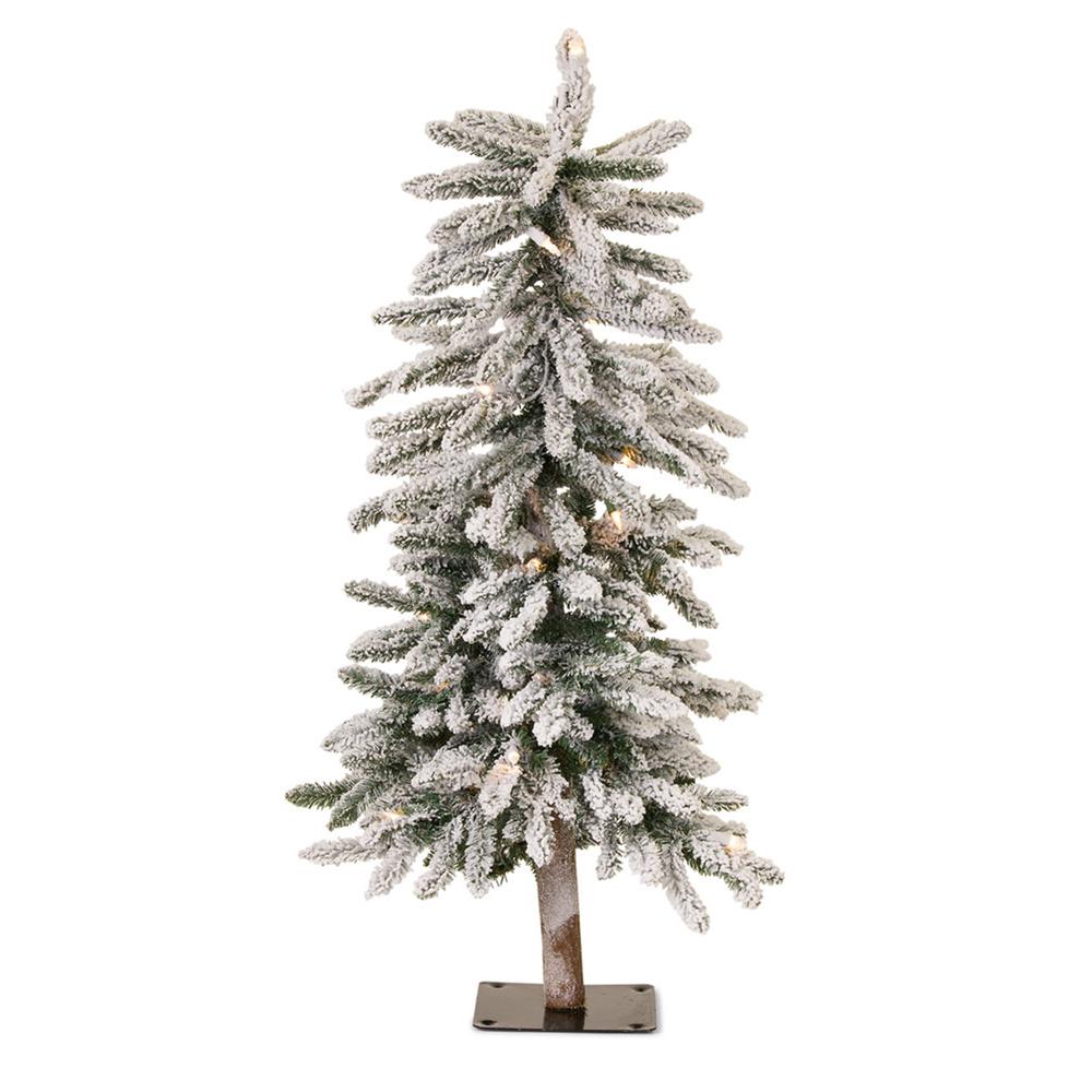Flocked Alpine Tree 3'H PVC/Metal. Picture 1
