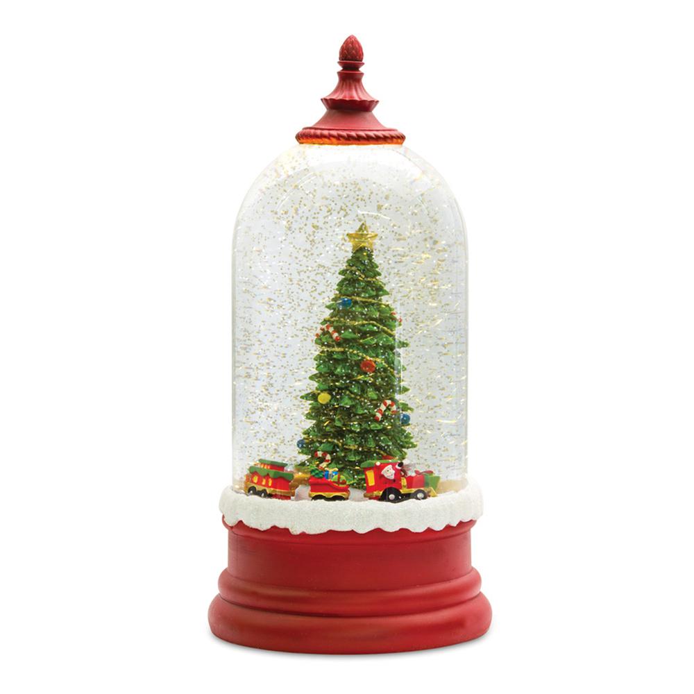 Snow Globe w/Tree 10.5"H Plastic 6 Hr Timer 3 AA Batteries. Picture 1