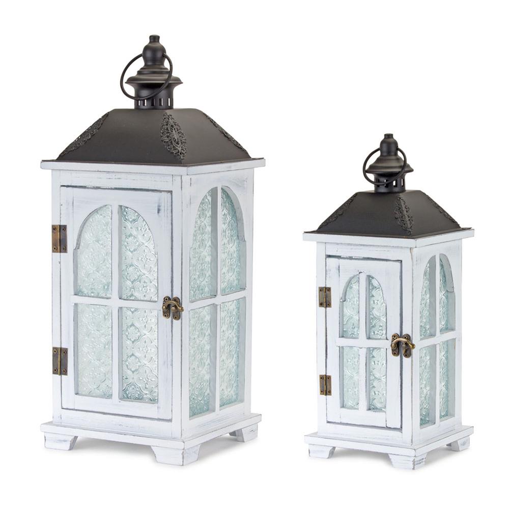 Lantern (Set of 2) 14.5"H, 19.25"H Wood/Metal. Picture 1