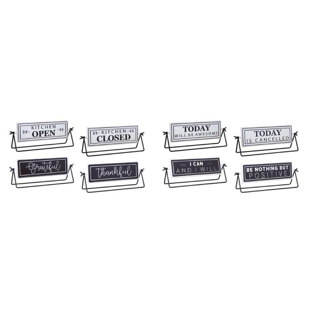 Reversable Sign with Stand (Set of 4) 12.75"L x 4.75"H Iron. Picture 1