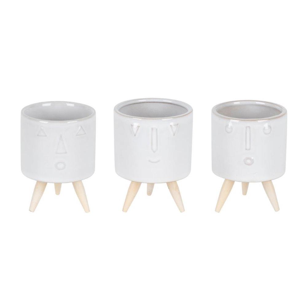 Pot (Set of 3) 3"D x 4"H Porcelain. Picture 1
