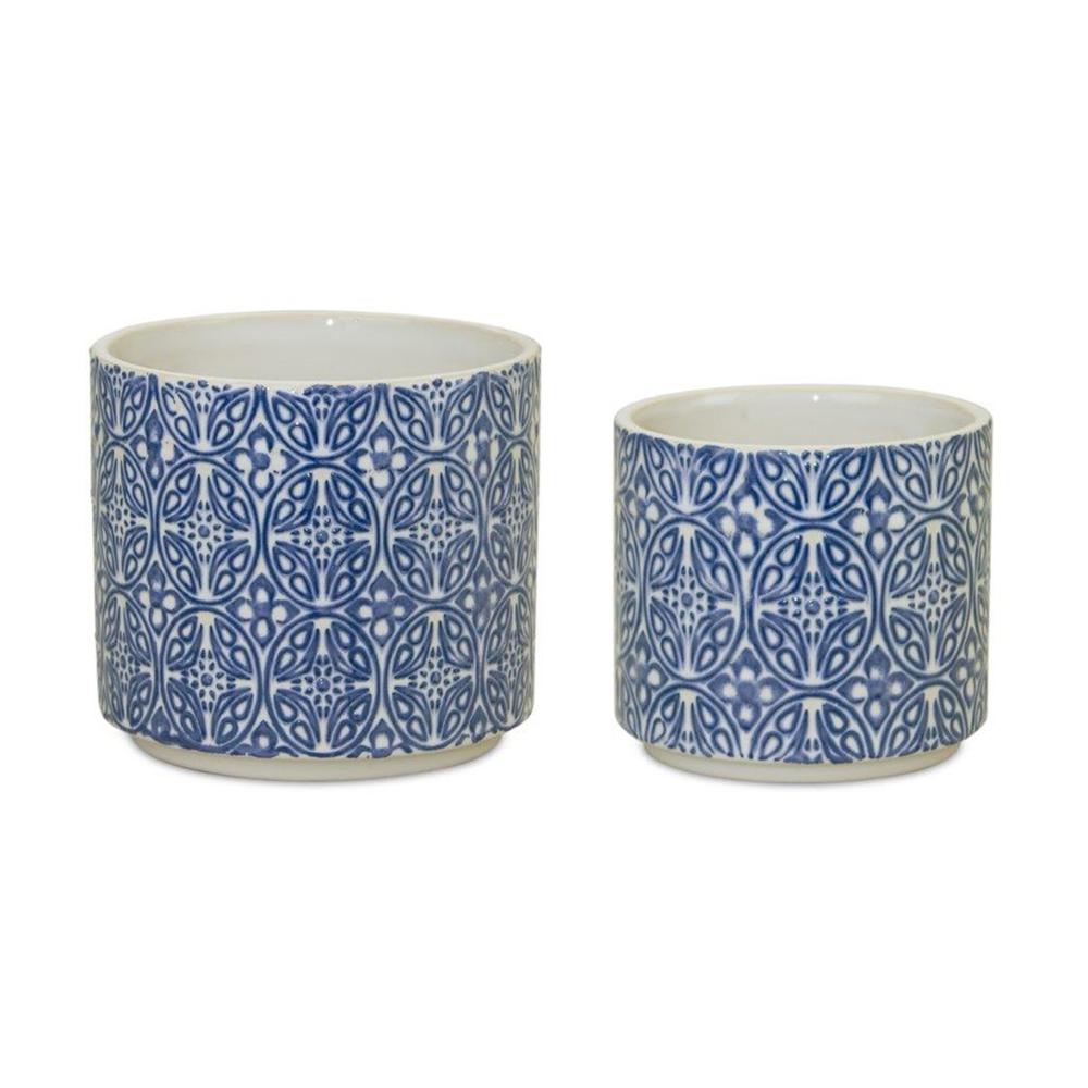 Pot (Set of 2) 4.25"D x 4"H, 5"D x 4.75"H Ceramic. Picture 1