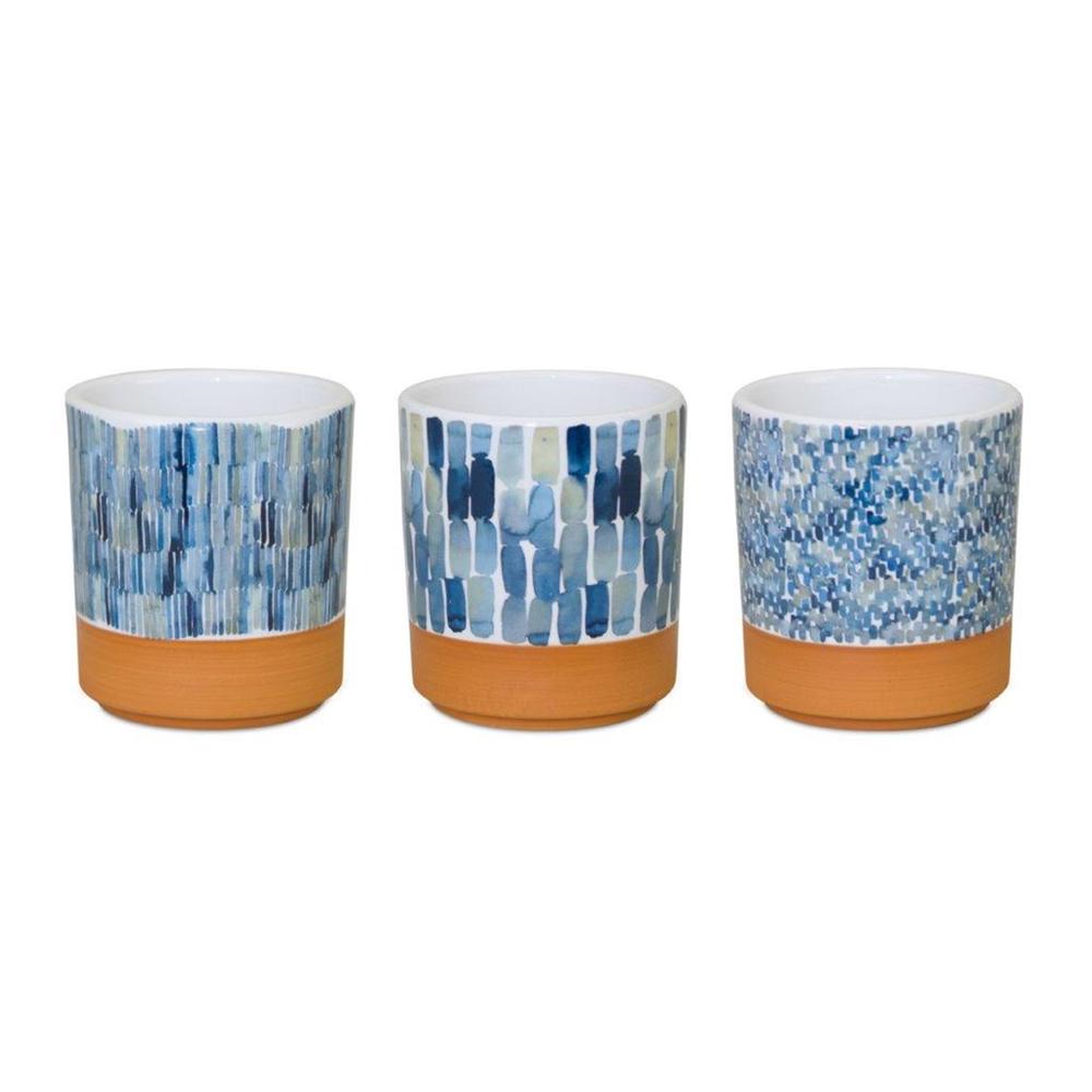 Pot (Set of 3) 3.25"D x 3.5"H Dolomite. Picture 1