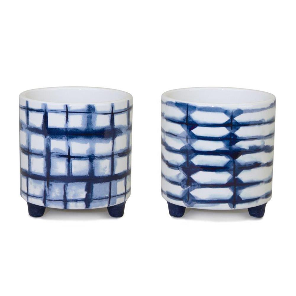 Pot (Set of 2) 4.25"D x 4.5"H Dolomite. Picture 1