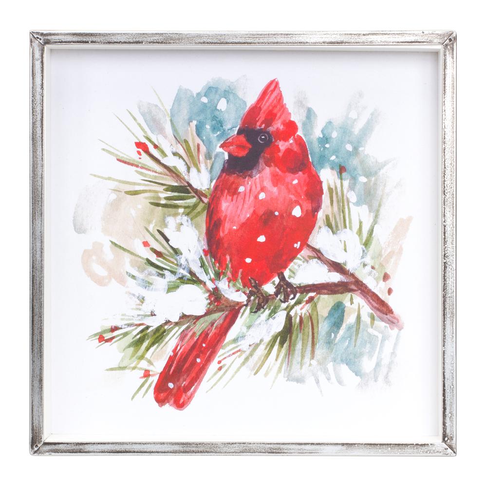 Cardinal and Pine Frame (Set of 2) 14"SQ MDF/Iron. Picture 1