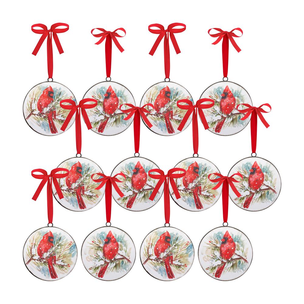 Cardinal and Pine Ornament (Set of 12) 5.75"H Iron. Picture 2