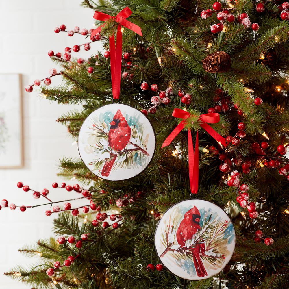 Cardinal and Pine Ornament (Set of 12) 5.75"H Iron. Picture 4